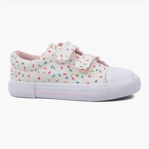 Emma New York White Sprinkle Low Top Sneaker Velcro Pink Interior Size 9